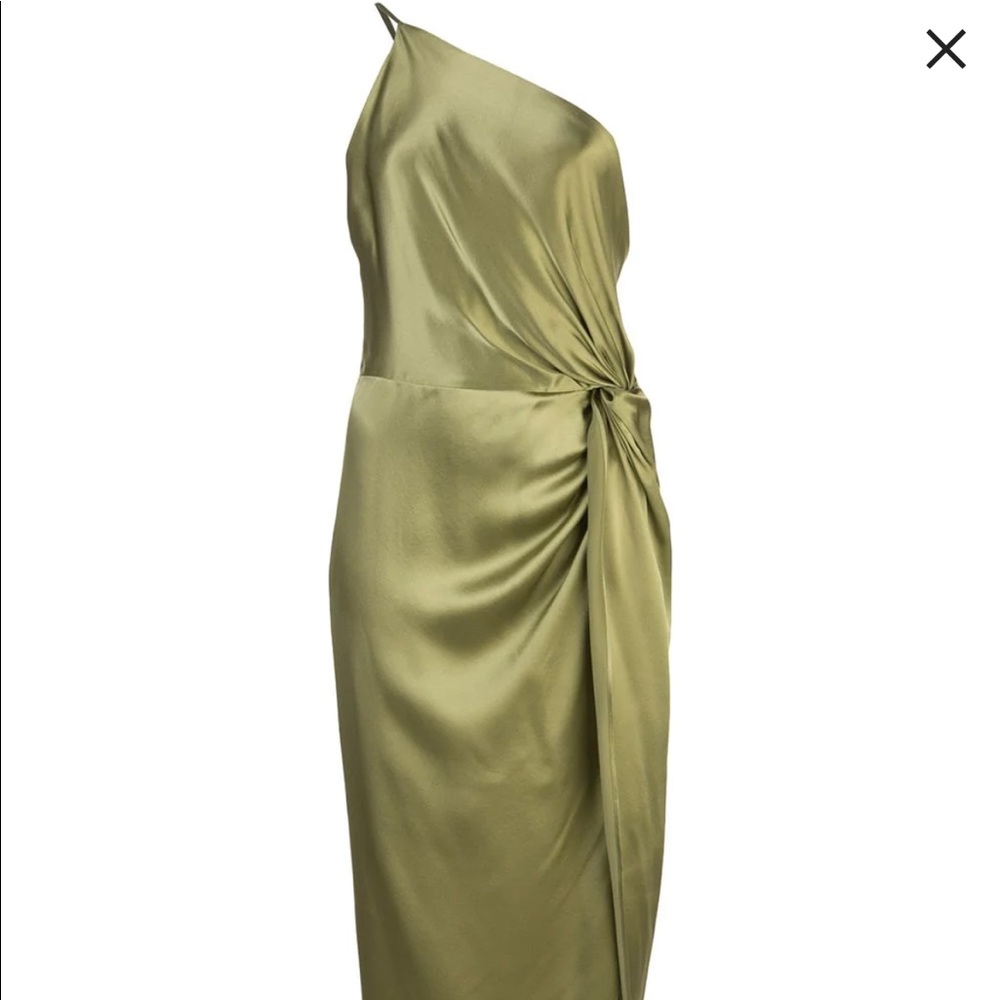 Michelle Mason Green Twist Knot Asymmetric Dress